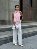 Брюки палаццо с защипами