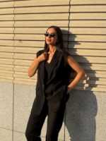 Костюм жилет удлинённый брюки зауженные