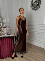 Костюм атлас с кружевом топ и юбка