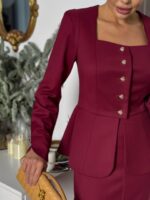 Костюм жакет с баской и юбка миди